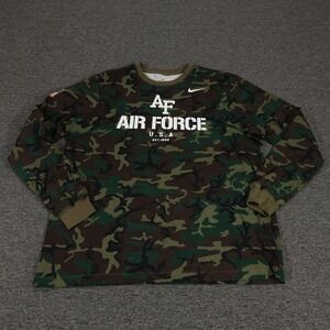 Nike Shirt Mens XL Green Camo Air Force AF USA Flag Dri-FIT Long Sleeve Graphic